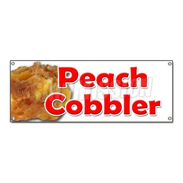 PEACH COBBLER BANNER SIGN peaches pie sweet bakery crumble crust filling cobbler